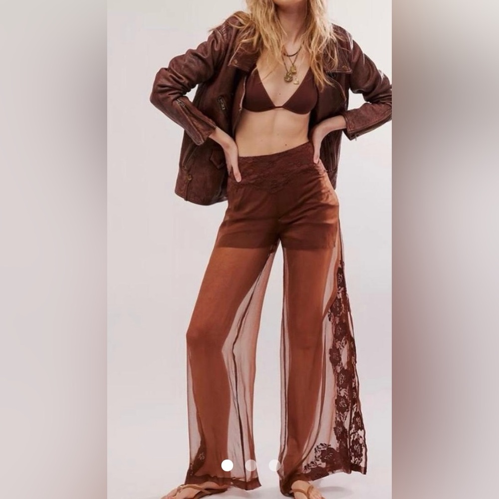 Free People Sheer Wide Leg Pant… NWT